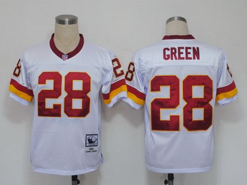 Mitchell And Ness Redskins #28 Darrell Green White Stitched NFL Jersey - Click Image to Close