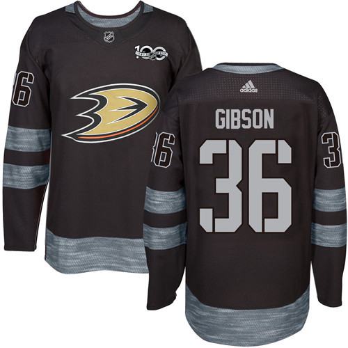 Adidas Ducks #36 John Gibson Black 1917-2017 100th Anniversary Stitched NHL Jersey