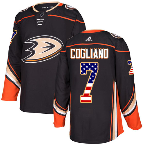 Adidas Ducks #7 Andrew Cogliano Black Home Authentic USA Flag Stitched NHL Jersey - Click Image to Close