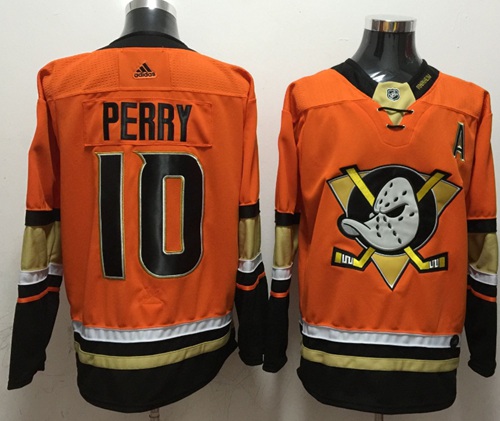 Adidas Ducks #10 Corey Perry Orange Authentic Stitched NHL Jersey - Click Image to Close