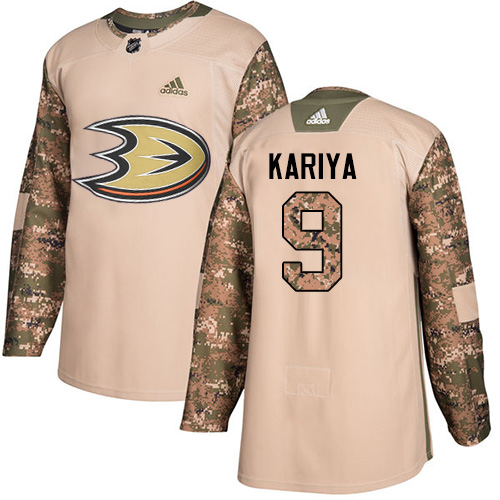 Adidas Ducks #9 Paul Kariya Camo Authentic 2017 Veterans Day Stitched NHL Jersey