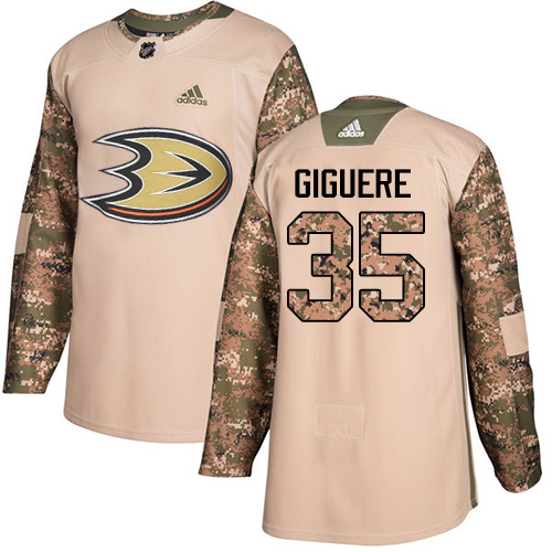 Adidas Ducks #35 Jean-Sebastien Giguere Camo Authentic 2017 Veterans Day Stitched NHL Jersey