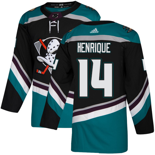 Adidas Ducks #14 Adam Henrique Black/Teal Alternate Authentic Stitched NHL Jersey