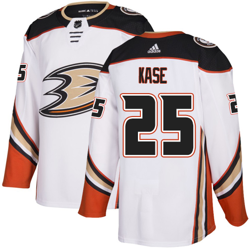 Adidas Ducks #25 Ondrej Kase White Road Authentic Stitched NHL Jersey - Click Image to Close