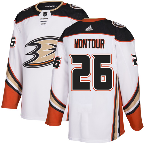 Adidas Ducks #26 Brandon Montour White Road Authentic Stitched NHL Jersey - Click Image to Close