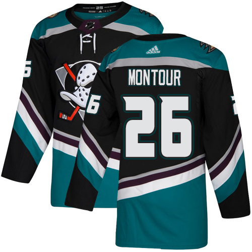 Adidas Ducks #26 Brandon Montour Black/Teal Alternate Authentic Stitched NHL Jersey