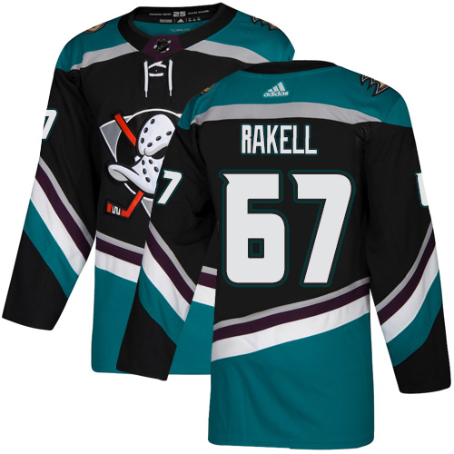 Adidas Ducks #67 Rickard Rakell Black/Teal Alternate Authentic Stitched NHL Jersey