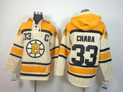 Bruins #33 Zdeno Chara Cream Sawyer Hooded Sweatshirt Stitched NHL Jersey