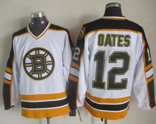 Bruins #12 Adam Oates White/Black CCM Throwback Stitched NHL Jersey