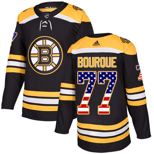 Adidas Bruins #77 Ray Bourque Black Home Authentic USA Flag Stitched NHL Jersey