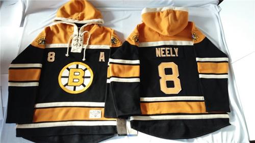 Bruins #8 Cam Neely Black Sawyer Hooded Sweatshirt Stitched NHL Jersey - Click Image to Close