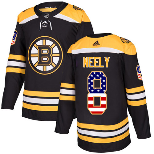 Adidas Bruins #8 Cam Neely Black Home Authentic USA Flag Stitched NHL Jersey - Click Image to Close