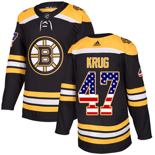 Adidas Bruins #47 Torey Krug Black Home Authentic USA Flag Stitched NHL Jersey - Click Image to Close