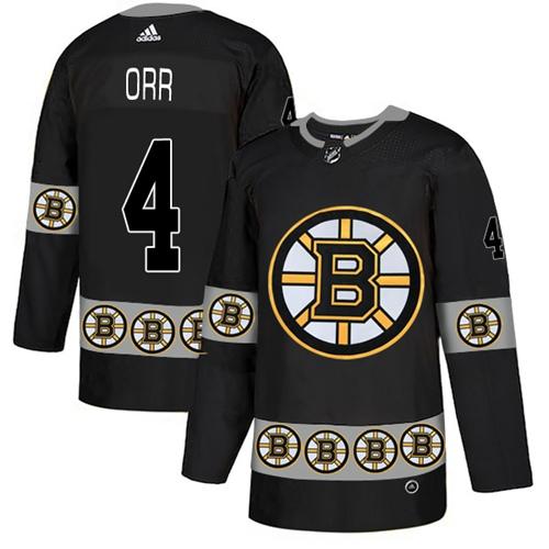 Adidas Bruins #4 Bobby Orr Black Authentic Team Logo Fashion Stitched NHL Jersey