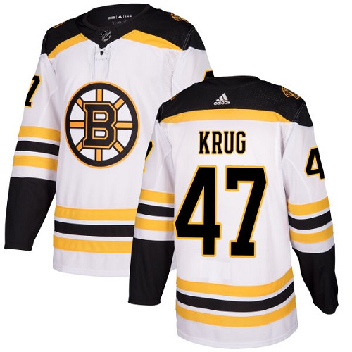 Adidas Bruins #47 Torey Krug White Road Authentic Stitched NHL Jersey