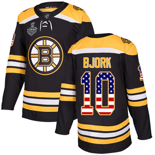 Bruins #10 Anders Bjork Black Home Authentic USA Flag Stanley Cup Final Bound Stitched Hockey Jersey - Click Image to Close