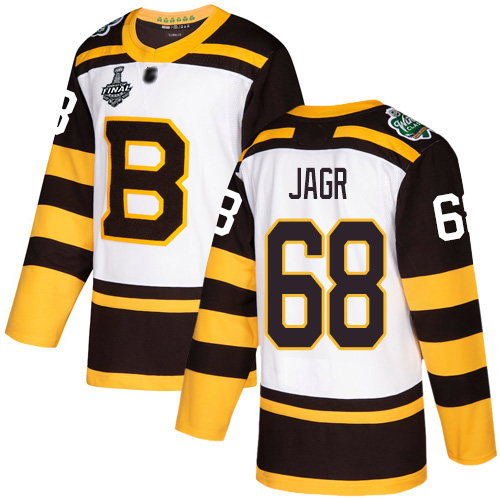 Bruins #68 Jaromir Jagr White Authentic 2019 Winter Classic Stanley Cup Final Bound Stitched Hockey Jersey - Click Image to Close