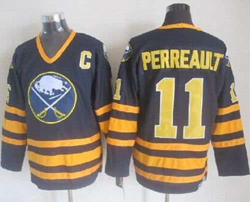 Sabres #11 Gilbert Perreault Navy Blue CCM Throwback Stitched NHL Jersey