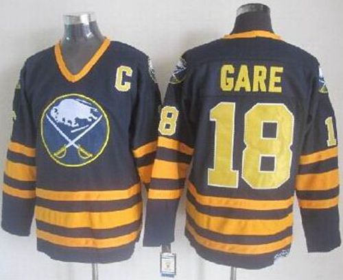 Sabres #18 Danny Gare Navy Blue CCM Throwback Stitched NHL Jersey - Click Image to Close