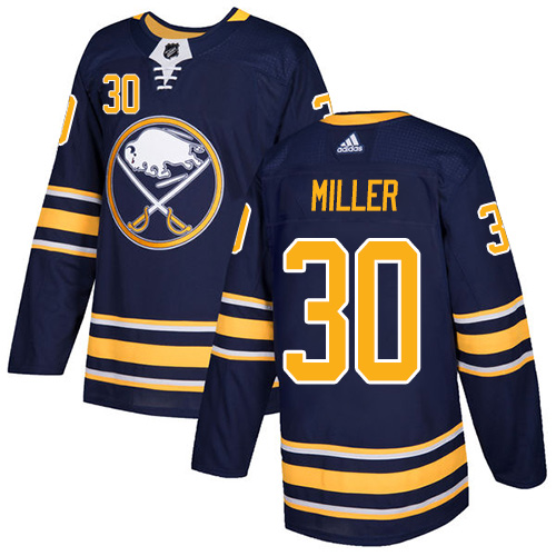 Adidas Sabres #30 Ryan Miller Navy Blue Home Authentic Stitched NHL Jersey - Click Image to Close