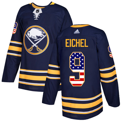 Adidas Sabres #9 Jack Eichel Navy Blue Home Authentic USA Flag Stitched NHL Jersey - Click Image to Close