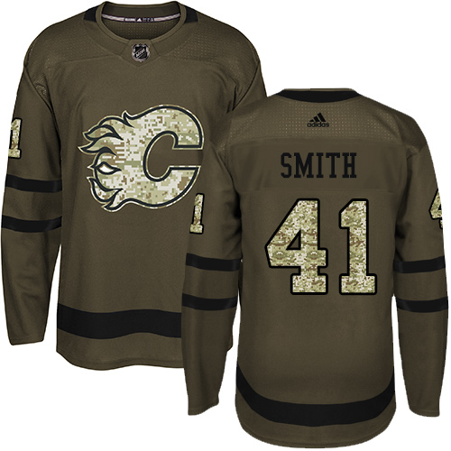 Adidas Flames #41 Mike Smith Green Salute to Service Stitched NHL Jersey - Click Image to Close