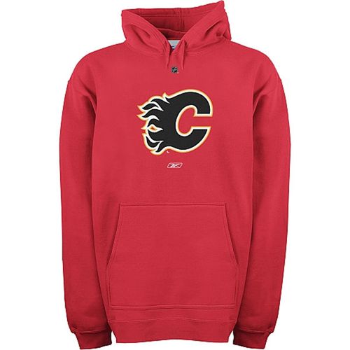 Reebok Calgary Flames Primary Logo Hooded Sweatshirt - Click Image to Close