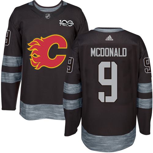 Adidas Flames #9 Lanny McDonald Black 1917-2017 100th Anniversary Stitched NHL Jersey