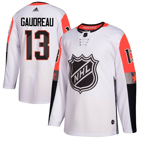 Adidas Flames #13 Johnny Gaudreau White 2018 All-Star Pacific Division Authentic Stitched NHL Jersey - Click Image to Close