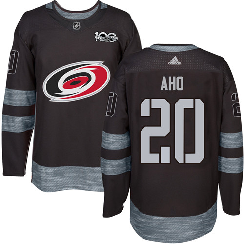 Adidas Hurricanes #20 Sebastian Aho Black 1917-2017 100th Anniversary Stitched NHL Jersey