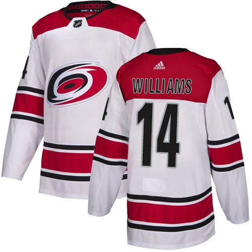 Adidas Hurricanes #14 Justin Williams White Road Authentic Stitched NHL Jersey