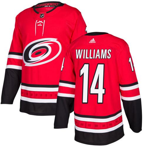 Adidas Hurricanes #14 Justin Williams Red Home Authentic Stitched NHL Jersey - Click Image to Close