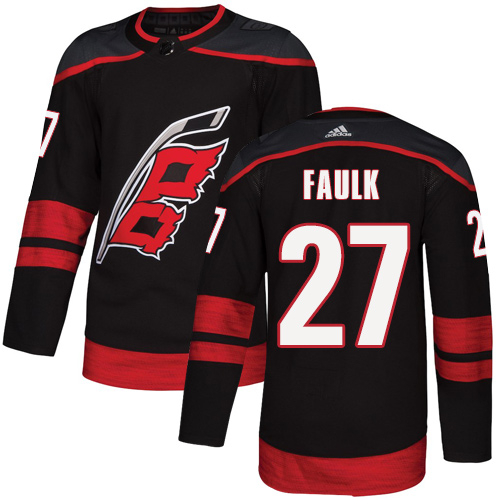 Adidas Hurricanes #27 Justin Faulk Black Alternate Authentic Stitched NHL Jersey - Click Image to Close