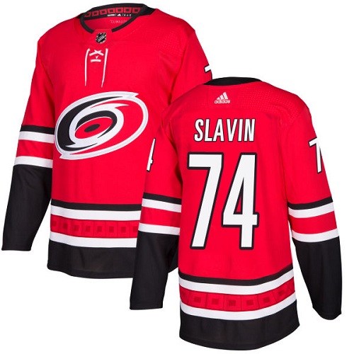 Adidas Hurricanes #74 Jaccob Slavin Red Home Authentic Stitched NHL Jersey - Click Image to Close