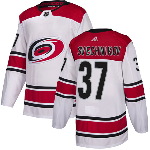 Adidas Hurricanes #37 Andrei Svechnikov White Road Authentic Stitched NHL Jersey