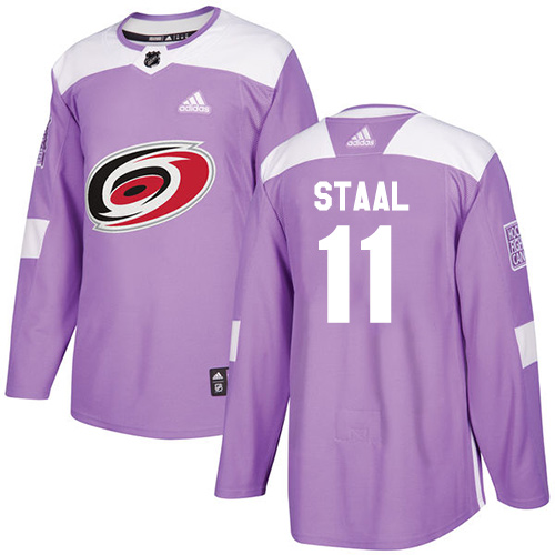 Adidas Hurricanes #11 Jordan Staal Purple Authentic Fights Cancer Stitched NHL Jersey - Click Image to Close