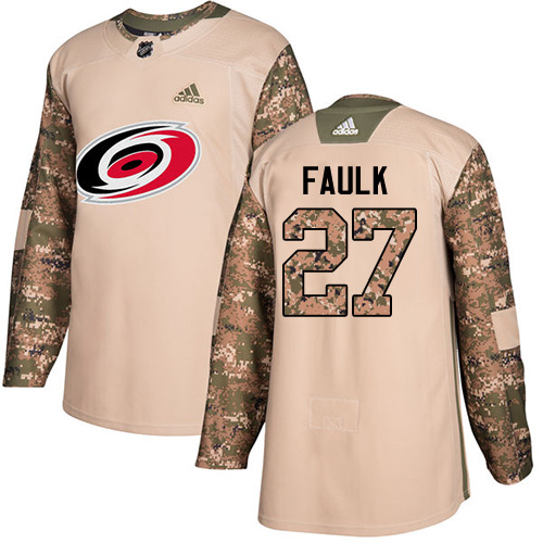 Adidas Hurricanes #27 Justin Faulk Camo Authentic 2017 Veterans Day Stitched NHL Jersey - Click Image to Close