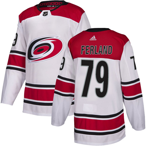 Adidas Hurricanes #79 Michael Ferland White Road Authentic Stitched NHL Jersey - Click Image to Close