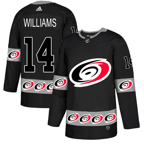 Adidas Hurricanes #14 Justin Williams Black Authentic Team Logo Fashion Stitched NHL Jersey - Click Image to Close