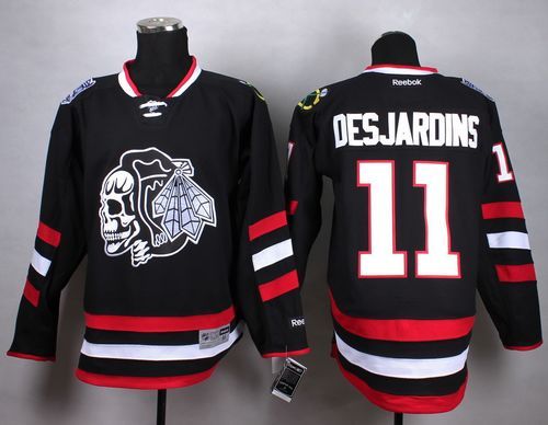 Blackhawks #11 Andrew Desjardins Black(White Skull) 2014 Stadium Series Stitched NHL Jersey