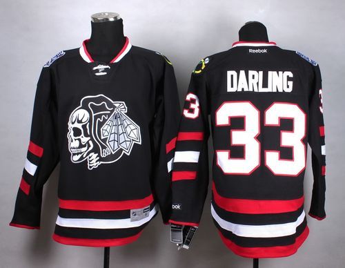 Blackhawks #33 Scott Darling Black(White Skull) 2014 Stadium Series Stitched NHL Jersey