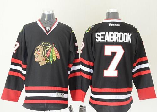 Blackhawks #7 Brent Seabrook Black Stitched NHL Jersey - Click Image to Close