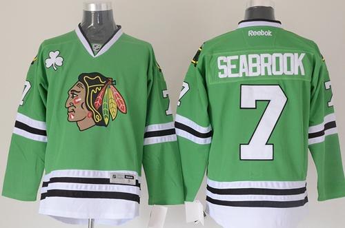 Blackhawks #7 Brent Seabrook Green Stitched NHL Jersey