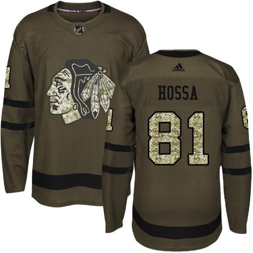 Adidas Blackhawks #81 Marian Hossa Green Salute to Service Stitched NHL Jersey