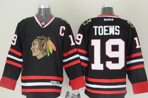 Blackhawks #19 Jonathan Toews Black Stitched NHL Jersey