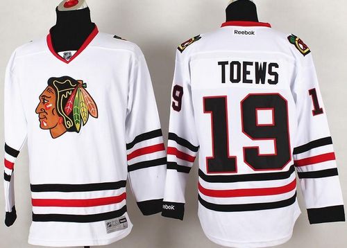 Blackhawks #19 Jonathan Toews Stitched White NHL Jersey - Click Image to Close