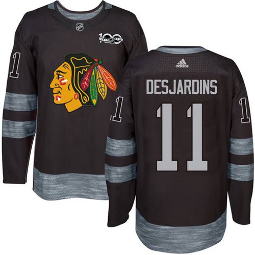 Adidas Blackhawks #11 Andrew Desjardins Black 1917-2017 100th Anniversary Stitched NHL Jersey