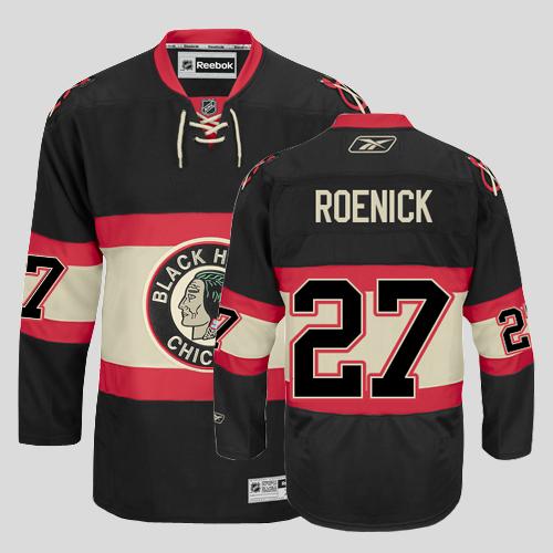 Blackhawks #27Jeremy Roenick Stitched Black New Third NHL Jersey