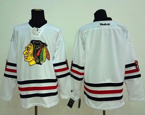 Blackhawks Blank White 2015 Winter Classic Stitched NHL Jersey - Click Image to Close