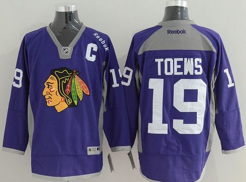 Blackhawks #19 Jonathan Toews Purple Practice Stitched NHL Jersey